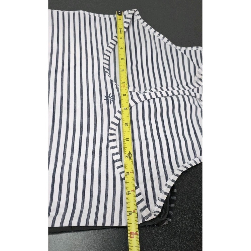 3pc Athleta Women Striped Racerback‎ Scoop Neck Stretch Tank Top White Black Grn - Picture 9 of 11
